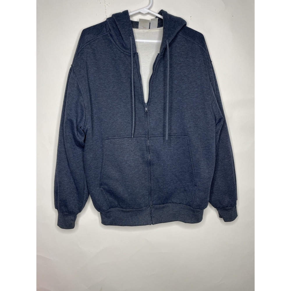 Vintage Franklin Full‎ Zip Waffle Knit Hoodie Size Large Blue